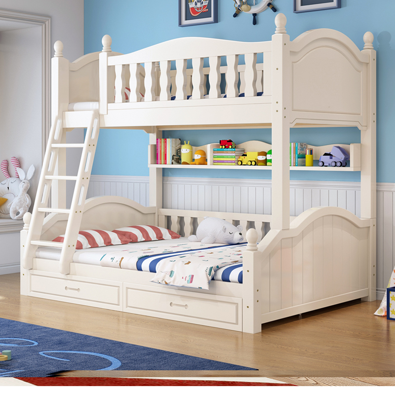 Upper bunk bed Twin Beds Adults Multifunction High And Low Bed Combination Primary And Secondary Bed Full Solid Wood Up And Down Laying Wood Bed Children's Bed