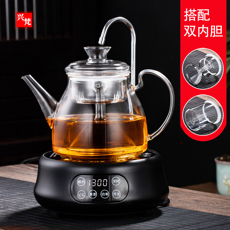 Steam Cooking Tea Ware Glass Steam Teapot Automatic Upper Hydro-electric Pottery Stove Small Home Burning Kettle Tea Spray Teapot