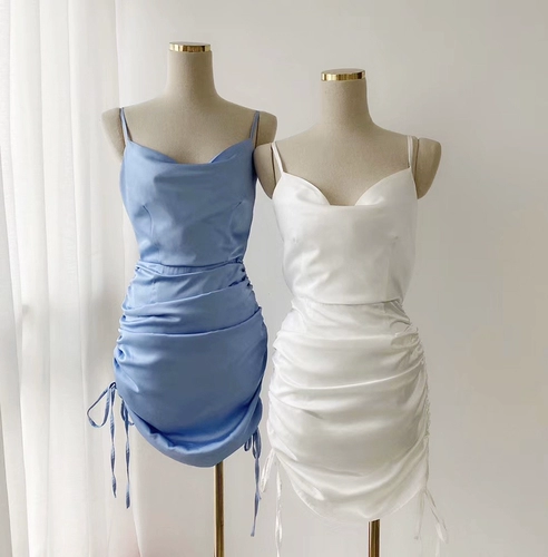 Мини-юбка, сексуальное мигающее платье без рукавов, французский стиль, на шнурках, эффект подтяжки, высокая талия