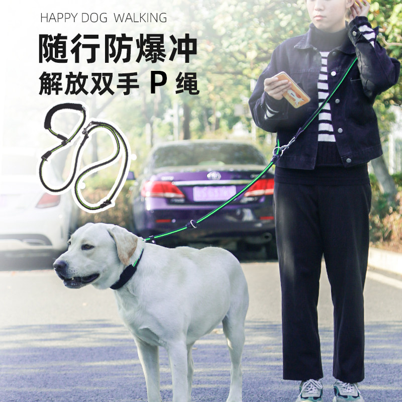 Add coarse lengthened walking dog Rope Dog Neckline Anti-Explosion P Chain P Rope Gold Mullabrador Large Dog Traction Rope