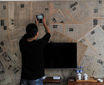 5060 70 80 90s Used newspapers English and Chinese original decoration paste wall hair yellow furnishing old newspaper