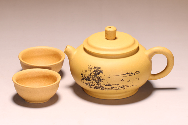 Yixing classic JingZhou undressed ore purple clay stone gourd ladle zisha teapot tea set (package mail)