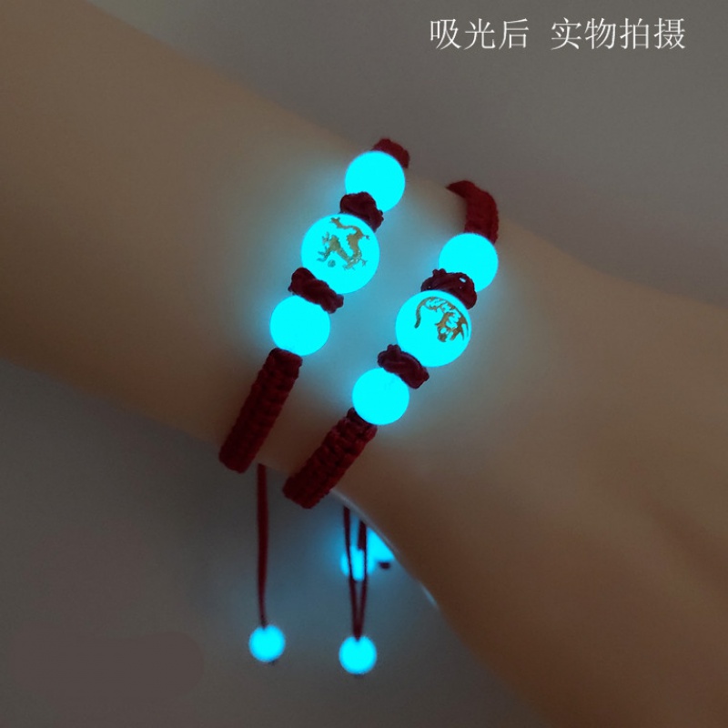 Crystal stall This life of the year Zodiac red rope Handmade by hand woven luminous beads male and female lovers' hand strings accessories