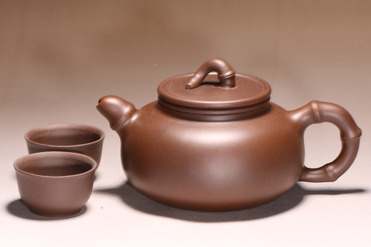 Yixing classic JingZhou undressed ore purple clay stone gourd ladle zisha teapot tea set (package mail)