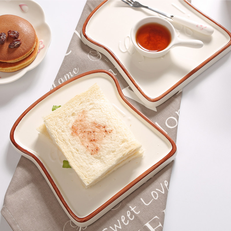 Creative Western Dining Tray Ceramic Flat Dish Home Plate Sushi Pan Buffalo Tray Dumplings Dumplings Personality Toast