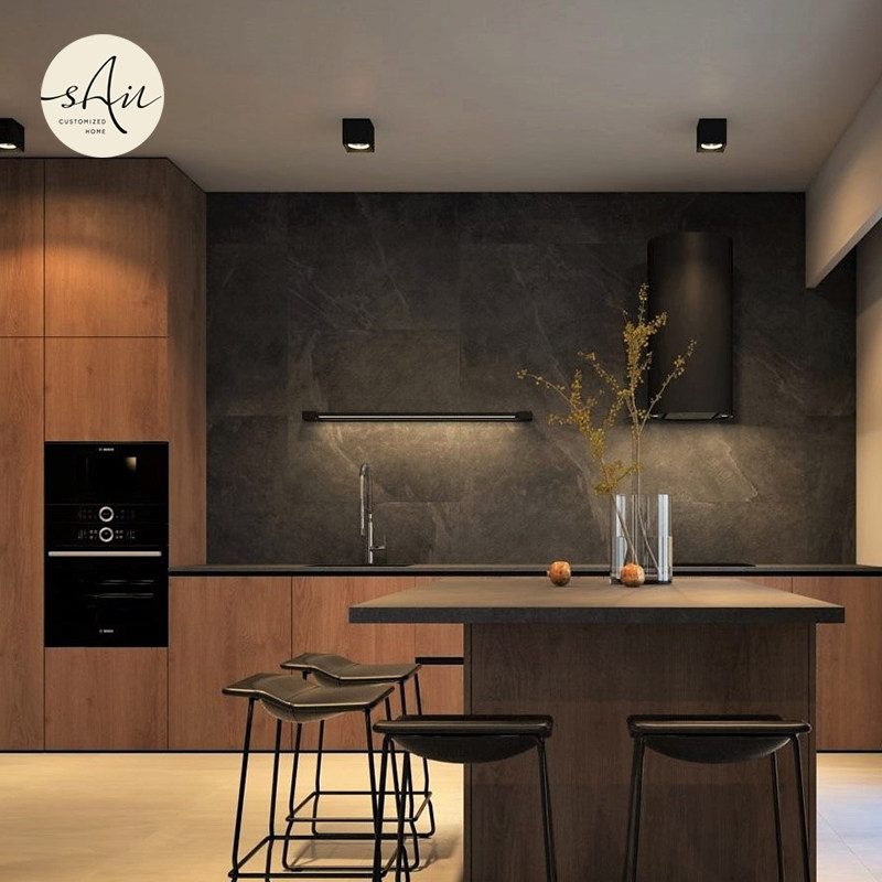 Xi'an overall cabinet customization Overall modern light luxury One-word overall cabinet open kitchen?Custom-made whole house furniture