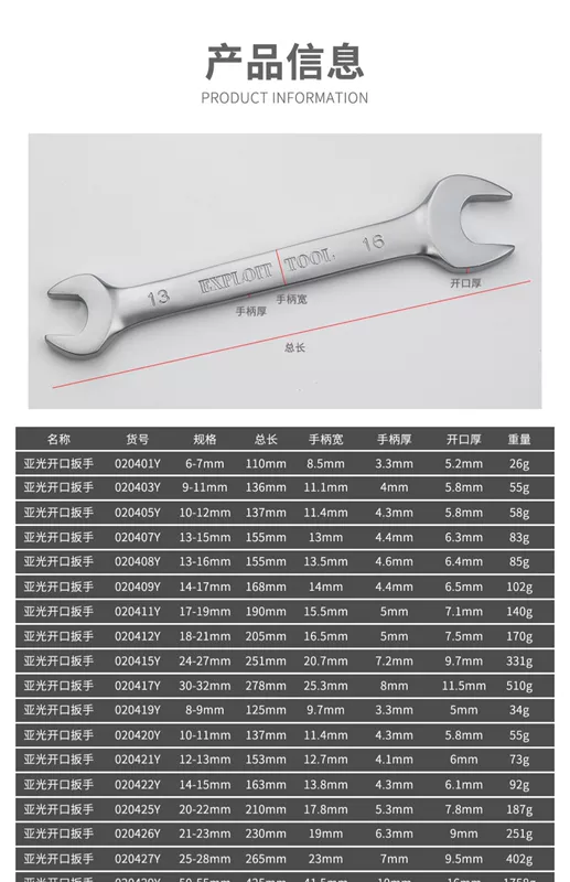 Tiên phong cờ lê mở đầu hai đầu cờ lê mờ 8-10mm mở cờ lê siêu mỏng Công cụ cờ lê sửa chữa ô tô sử dụng kép - Dụng cụ cầm tay