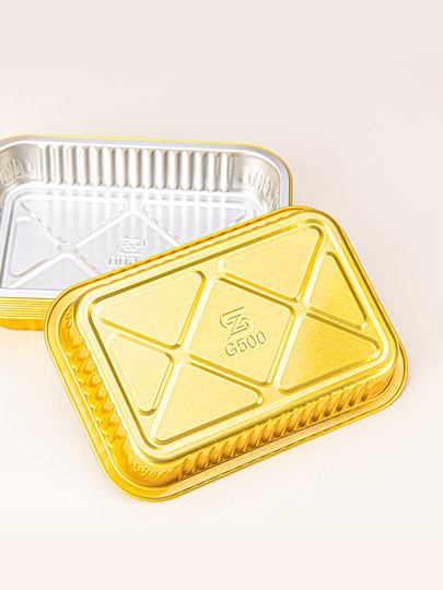 Sai Zhuo Gold Aluminum Foil Tin Paper Box Rectangular Disposable Lunch Box Seafood Crayfish Pre-Made Dish Takeaway Packaging Box