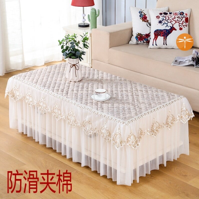 Tea table cover sleeve full-pack fabric red wood plus velvet table cloth universal living room thickened winter extravagant hood table hood dines