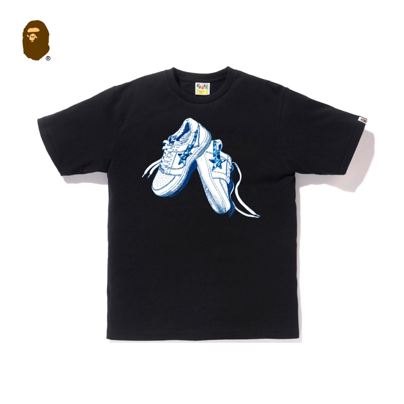 Black BKKBAPE men's wear Spring and summer shoes pattern letter printing trend leisure time Short sleeve T-shirt 120110E
