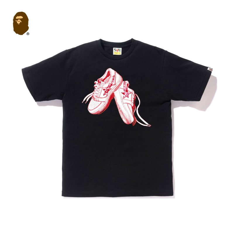 Black BKTBAPE men's wear Spring and summer shoes pattern letter printing trend leisure time Short sleeve T-shirt 120110E