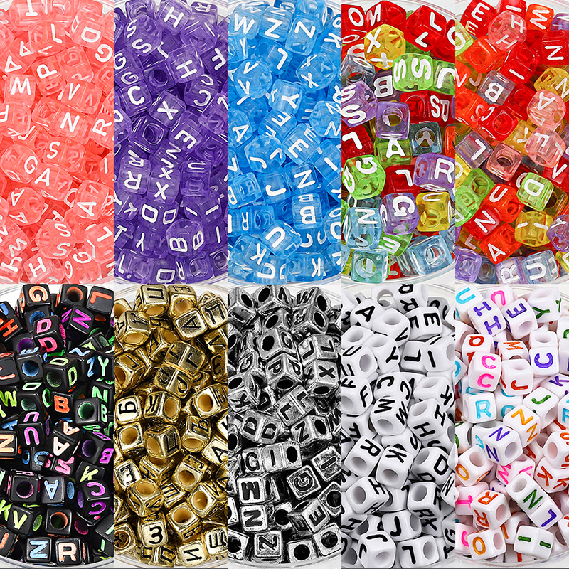 Acrylic Loose Beads with English Letters DIY Handmade Beading Materials ins Style Bracelet Necklace Keychain Jewelry Accessories