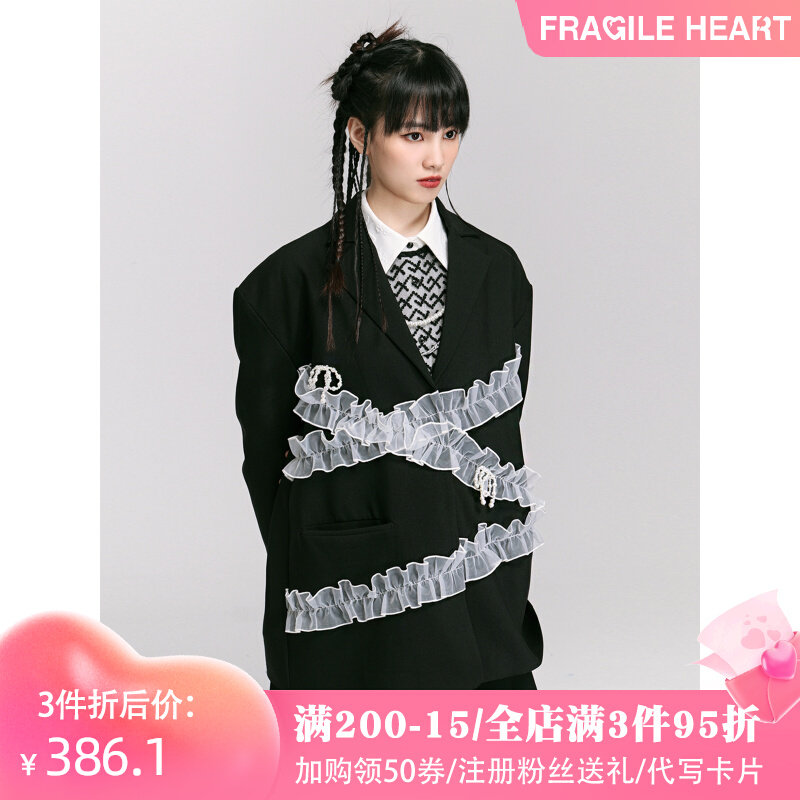 fragileheart fragile store original butterfly knot collared black suit jacket woman early spring small crowdsourced high level