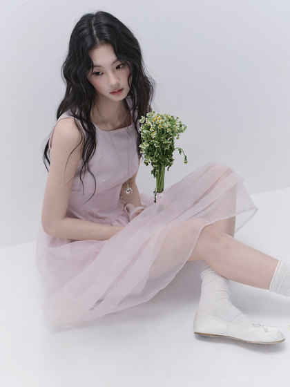 易碎商店 千金风斗篷网纱裙子背心裙度假风晚礼服连衣裙