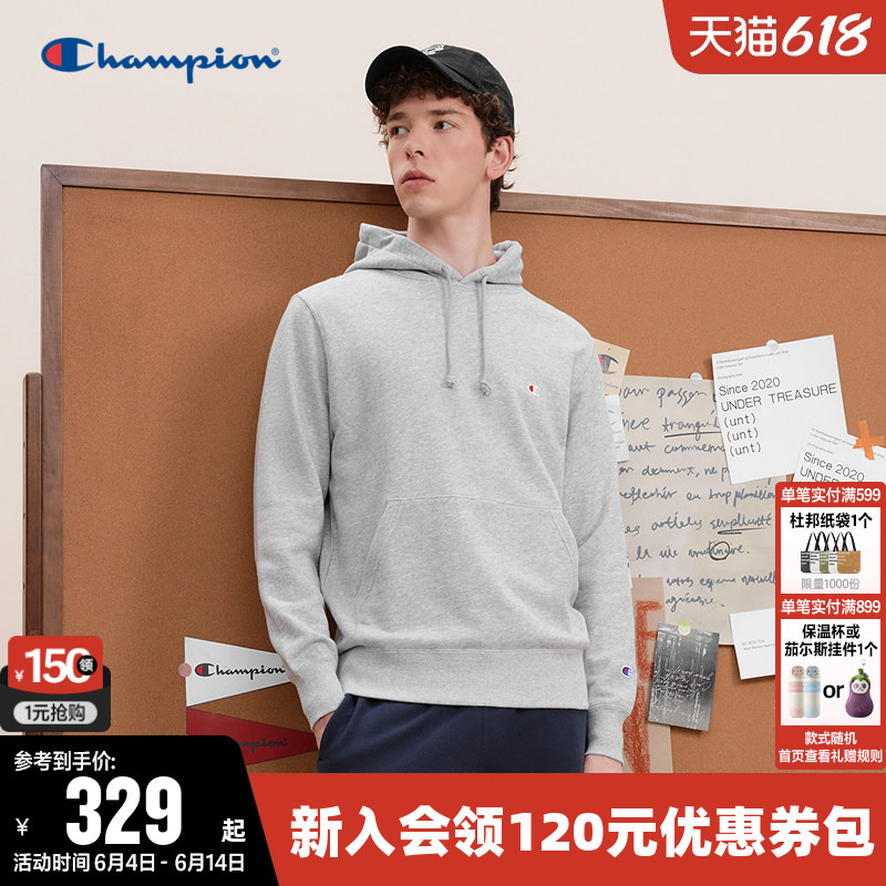 Champion Sweatshirt for Women, Spring Couple's Embroidered Logo Hooded Pullover, Solid Color Casual Sports Top for Men