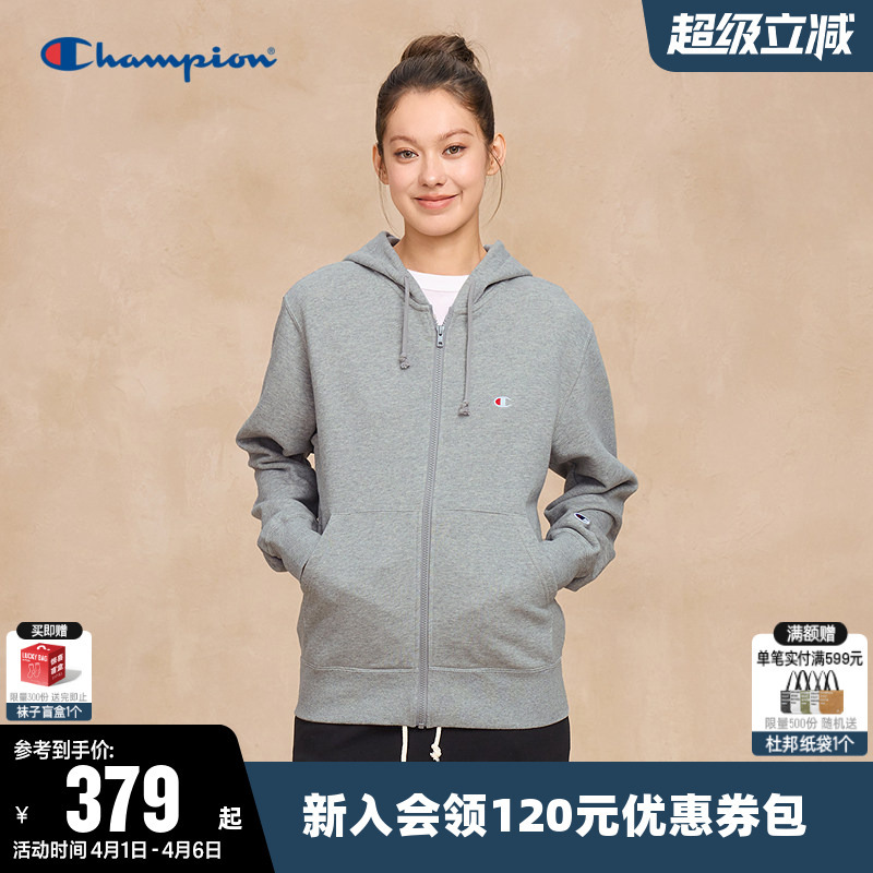 Champion Sweatshirt for Women 2026 Spring New Couple Pure Cotton Hooded Zipper Cardigan Casual Top for Men