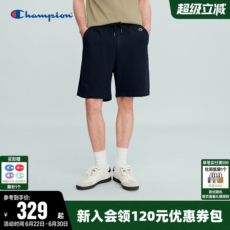 Champion Men's Shorts 2026 Summer New Pure Cotton Knit Pants Casual Sports Solid Color Five-Point Pants