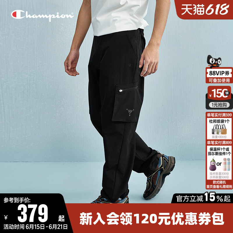 Champion Men's Spring American Retro Cargo Pants Casual Straight-Leg Pants Sports Woven Trousers Trendy