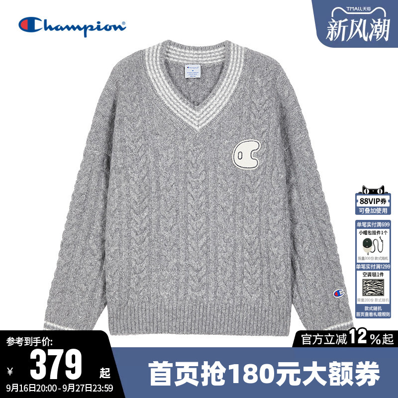 Champion Women's Knitwear 2026 Spring New Color-Blocked Embroidered Logo Casual V-Neck Pullover Sweater Champion Women's Knitwear 2026 Spring New Color-Blocked Embroidered Logo Casual V-Neck Pullover Sweater