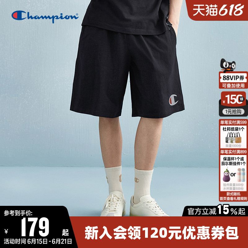 Champion Men's Summer Shorts, Pure Cotton, Large C Logo, Solid Color, Sports Casual Pants, Trendy Women's Shorts Champion Men's Summer Shorts, Pure Cotton, Large C Logo, Solid Color, Sports Casual Pants, Trendy Women's Shorts