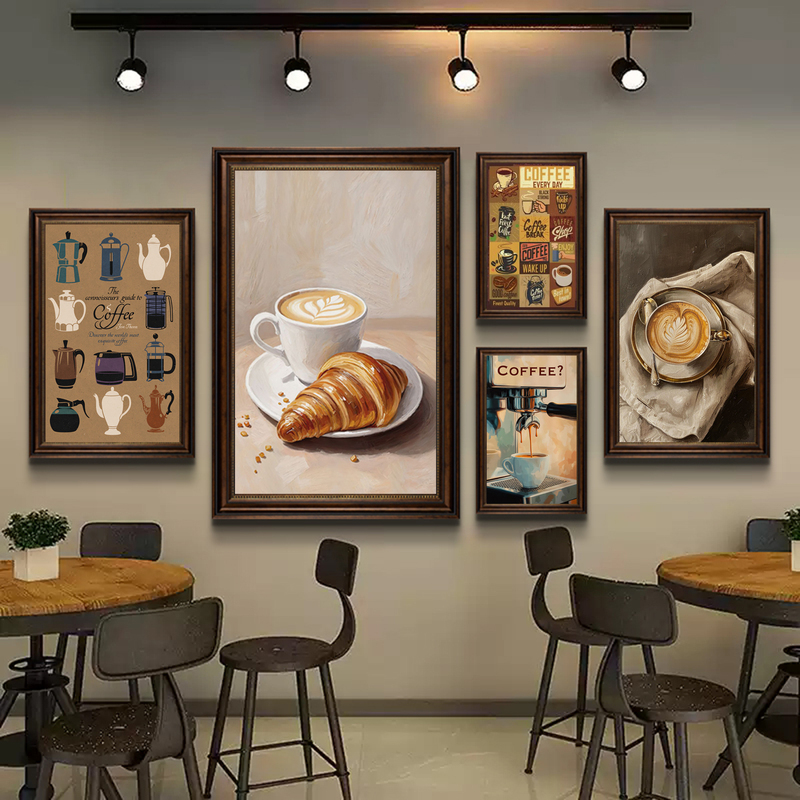 Cafe Decorative Painting, Simple and Cozy, Casual Light Food Restaurant, ins Style French Dessert Shop Wall Painting