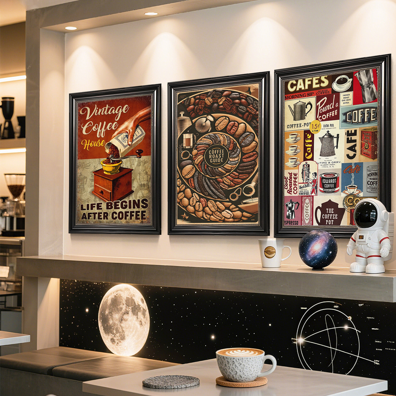 Retro American-Style Coffee-Themed Decorative Painting, Nostalgic Western Restaurant, Cafe, Check-In Wall, Artistic Wall Art Retro American-Style Coffee-Themed Decorative Painting, Nostalgic Western Restaurant, Cafe, Check-In Wall, Artistic Wall Art