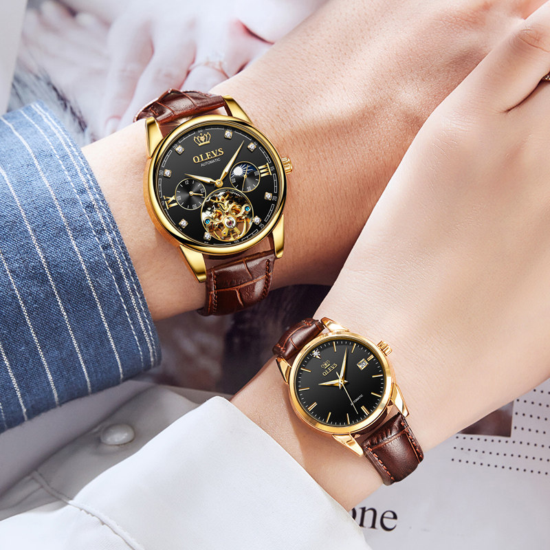 Swiss brand 2022 new couple models men's and women's mechanical watch hollow watch a pair of Valentine's Day gifts
