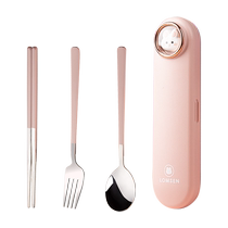 Childrens tableware set for primary school students chopsticks spoons and forks portable work and travel storage box for one person