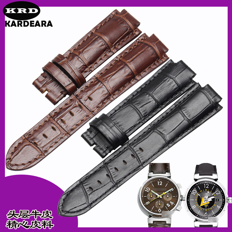 Kardeara Watch Strap Replacement for Lv Watch Strap, Louis Vuitton Tambour Genuine Leather Watch Strap with Protruding Buckle for Men Kardeara Watch Strap Replacement for Lv Watch Strap, Louis Vuitton Tambour Genuine Leather Watch Strap with Protruding Buckle for Men