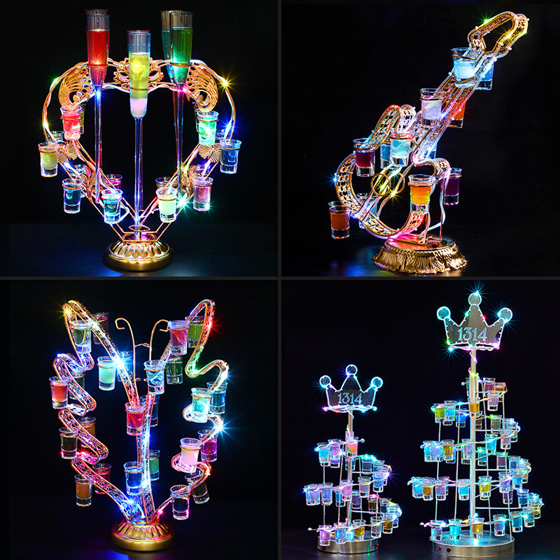 luminous cup holder creative personality bar KTV wine holder heart-shaped cocktail holder led luminous bullet cup holder