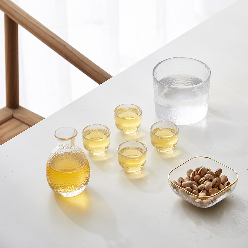 Jingsheng Japanese-style hammer wine set sake jug with gold glass white wine glass warm wine cylinder ice bucket decanter home set