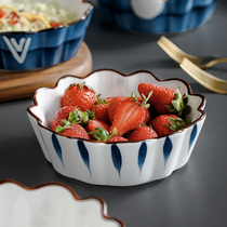 View Cape Japan Style Home Ceramic Flower Type Bowl Cute Fruit Bowl Single Personality Dins Wind Salad Bowl Creative Cutlery