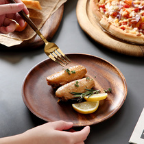View-All-Day-Style Comic-Wood Disc Whole Wood Bread Plate Creative Solid Wood Dish Log Fruit Tray Wooden Cutlery