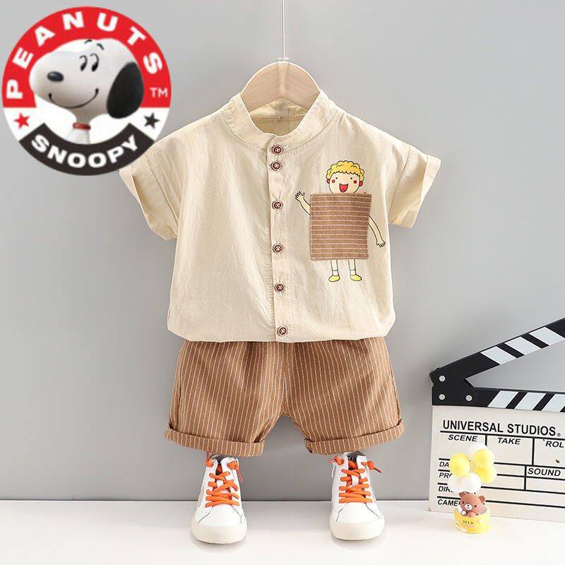 History Nubi Boy Summer Clothing Short Sleeve Shirt Suit Damp Baby Shirt Shorts summer Ocean Dress Casual