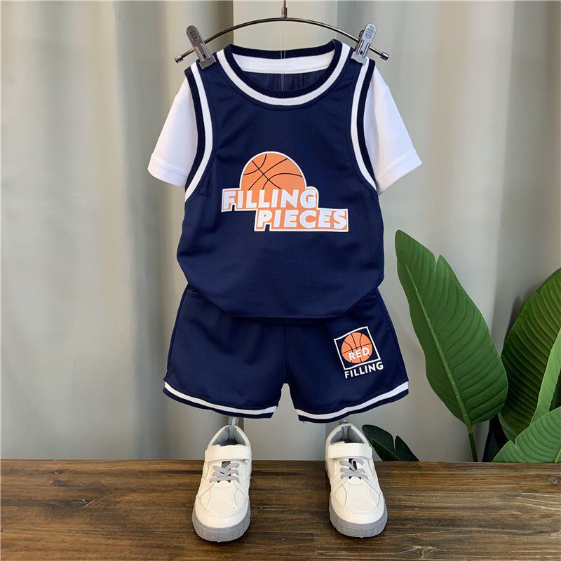 Annoubi boy's summer dress suit 2022 New Yangpie baby basketball consecrate Children's handsome short sleeve movement