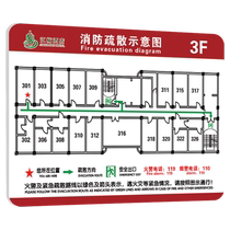 消防疏散示意图设计安全疏散指示图应急逃生平面图亚克力指示牌逃生路线图定制宾馆酒店消防指示牌标志牌墙贴