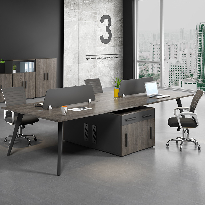 Staff Desk 4 People's Desk Modern Screen Computer Station Partition 4 6 Cassette Office Chairs Combination