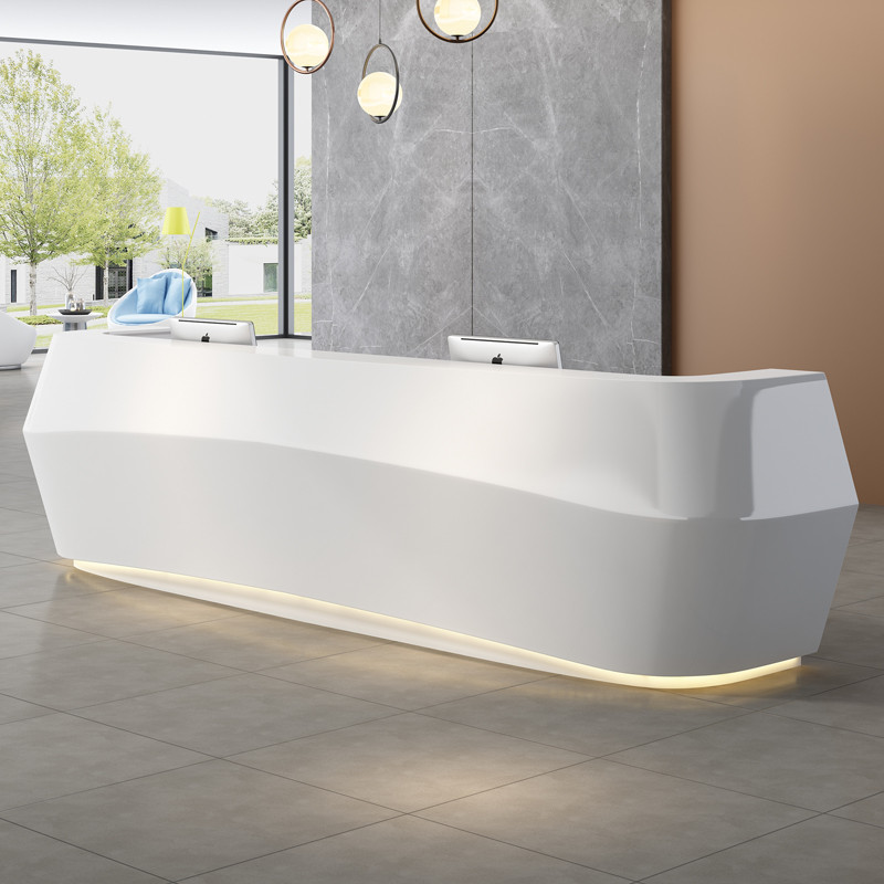 Baking Varnish Front Desk Reception Desk Company Service Desk Collection Silver Counter Hotel Beauty Institute Greeting Bento Guide Medical Desk Customisation