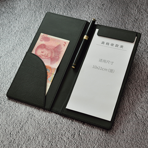 Black Leather Leather Silver Clamp Nominated Label New Leather Recipe Making Silver Clip Receivables Menu Hotel Checkout