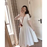 Ретро длинная юбка, сексуальное белое платье, французский ретро стиль, изысканный стиль, яркий броский стиль, подходит для подростков