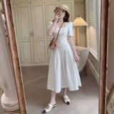 Ретро длинная юбка, сексуальное белое платье, французский ретро стиль, изысканный стиль, яркий броский стиль, подходит для подростков