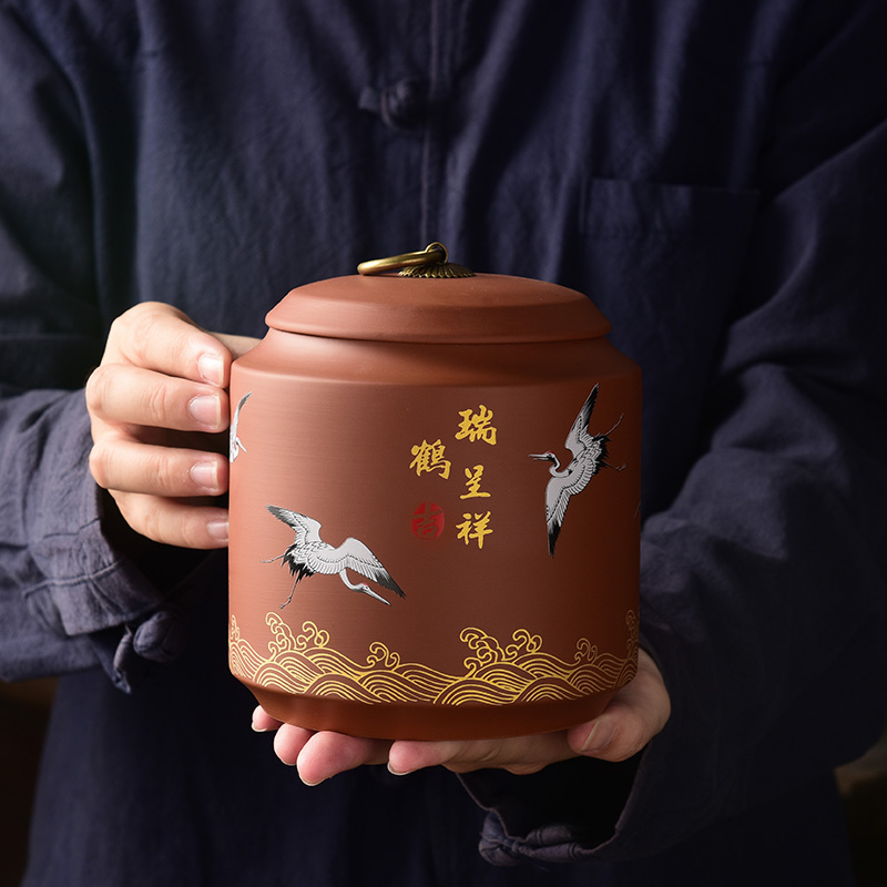 Purple Sand Tea Leaf Jars Home Handmade High-end Pu-erh Box Ceramic Seals Storage Tea Jars Private Custom Tea Ceremony
