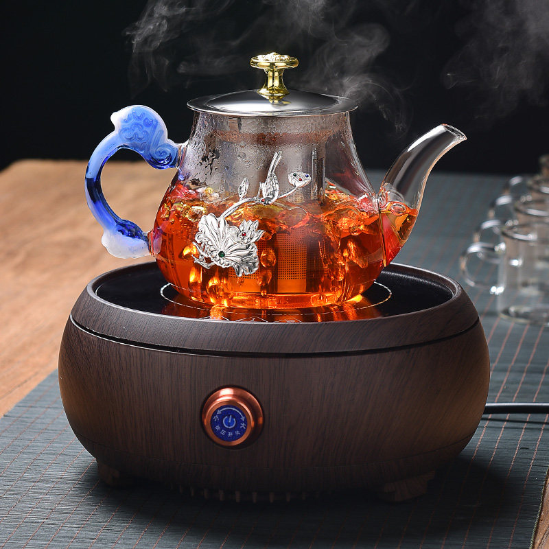 Tea maker tea set small teapot high temperature resistant glass teapot black crystal furnace kettle home office teapot