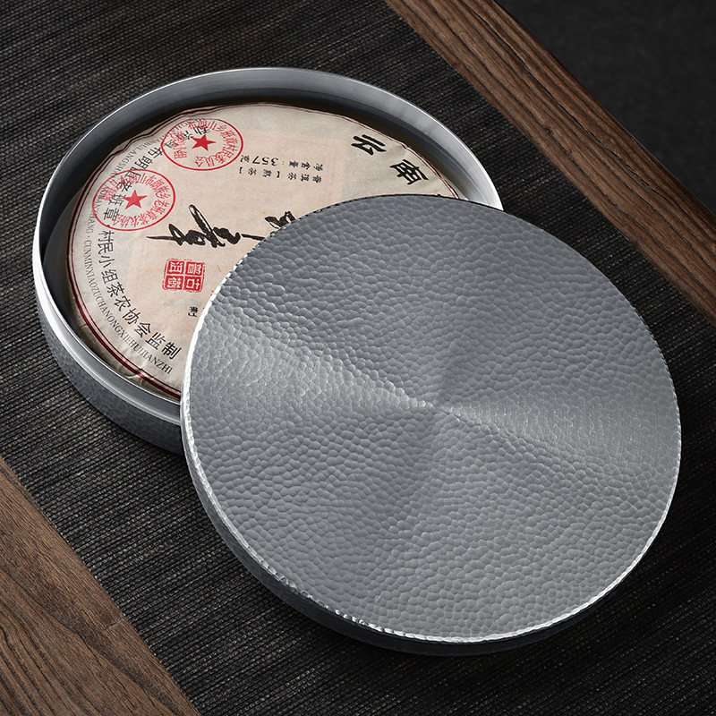 Tea Cake Containing Box Tea Cake Storage Tank Pu'er Jar Pure Tin Size Tea Cake Tea Leaf Jar Tin Jar White Tea Seal Tank