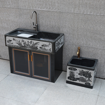 Outdoor marble laundry pool integrated courtyard washbasin outdoor solid stone vegetable sink villa home