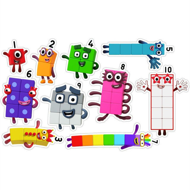 1/3pcs Numberblocks Stickers Cartoon Anime Kids Toys Number  (1627207:274893686:sort by color:A(1-10))