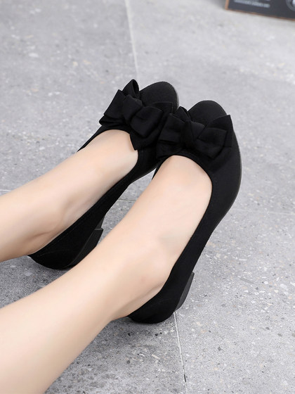 老北京布鞋旗舰店官方女鞋新款软底坡跟单鞋黑色上班工作鞋不累脚