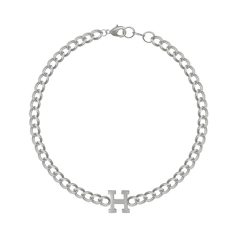 (End) titanium steel h letter Cuban thick necklace female tide ins hip hop European and American decorative collarbone chain accessories Guria