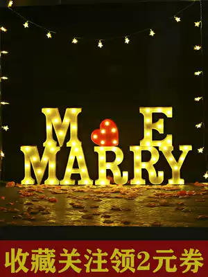 Letter light ins Romantic surprise proposal confession Birthday decoration light Room English luminous word scene props LED
