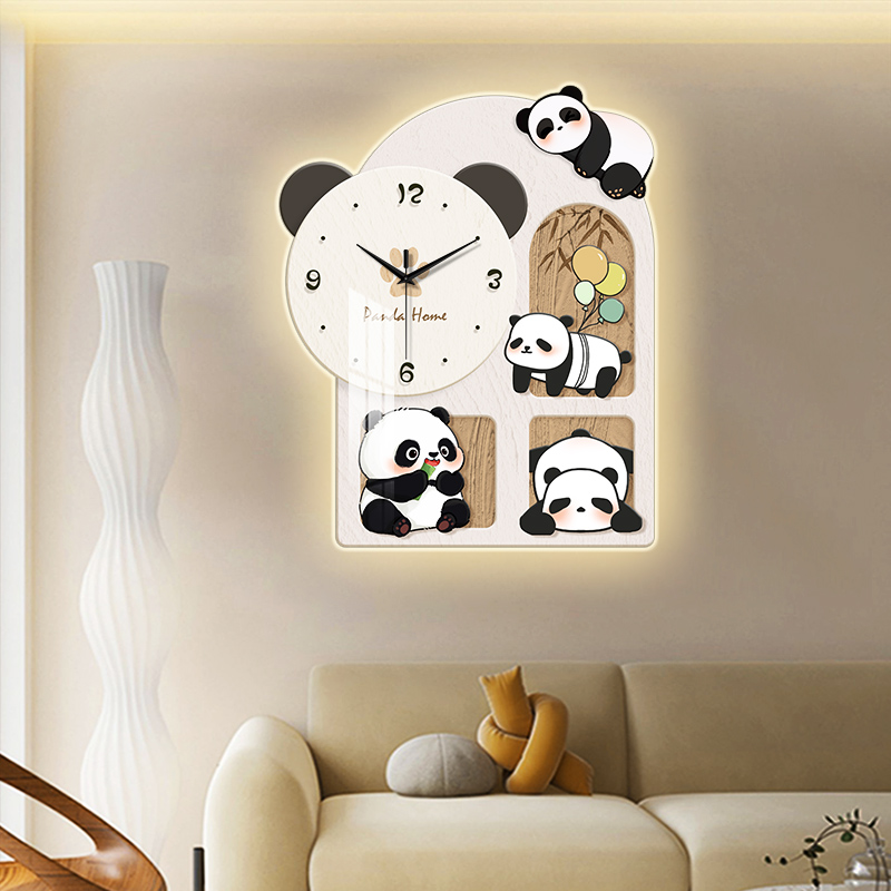 Panda Watch Hanging Clock Living Room Dining Room Restaurant Decoration Painting 2023 New Modern Minimalist Table Hanging Wall Creative Clock Painting-Taobao